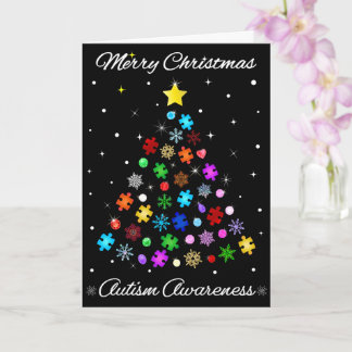Autism Snowflake Christmas Tree Card
