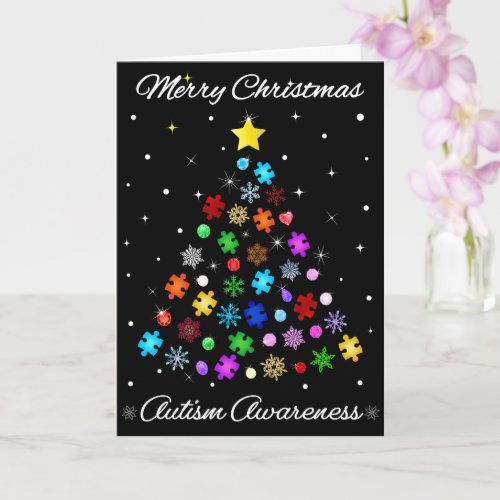 Autism Snowflake Christmas Tree Card