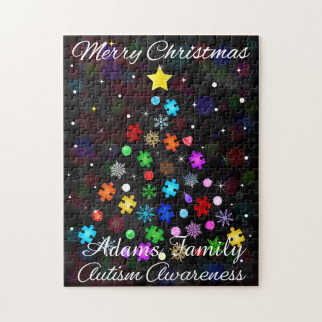 Autism Snowflake Christmas Tree Jigsaw Puzzle (Vertical)
