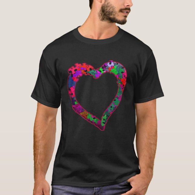 Autism solidarity autistic awareness puzzle heart T-Shirt (Front)