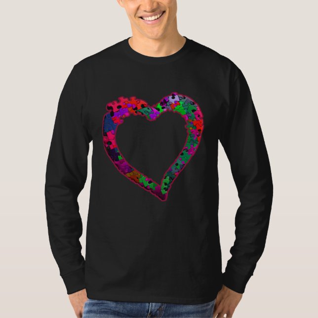 Autism solidarity autistic awareness puzzle heart T-Shirt (Front)