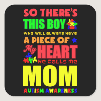 AUTISM SON Autism Awareness Gift Autistic Kids Square Sticker