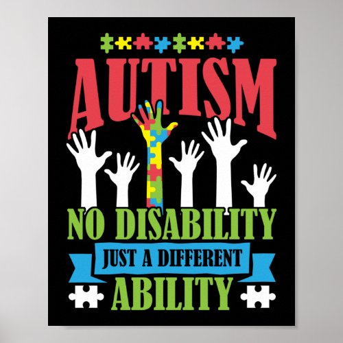 Autism Son Child Daughter No Disability Different Poster