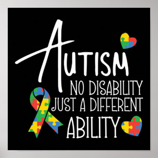 Autism Son Child Daughter No Disability Different Poster