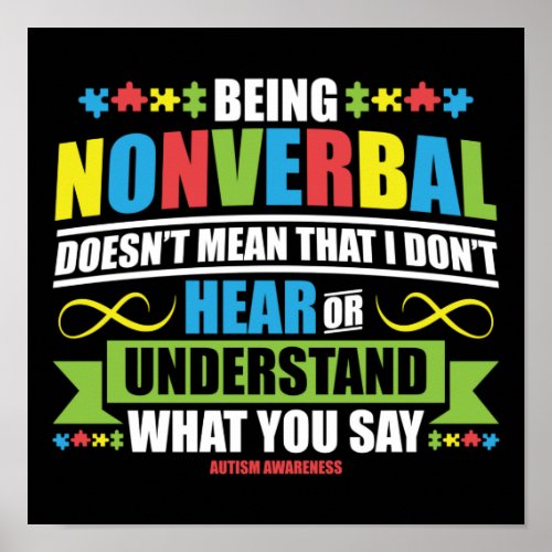 Autism Son Child Daughter Nonverbal Doesnt Mean Poster