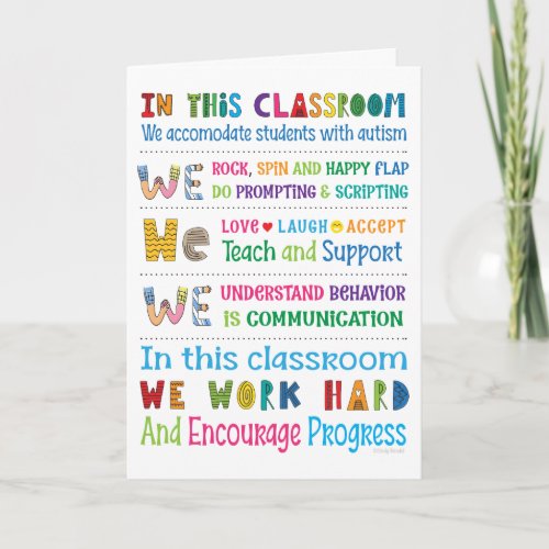 Autism Special Ed Teacher Appreciation Card