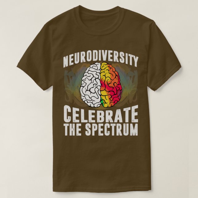 Autism Spectrum ASD ADHD Rainbow Brain Neurodivers T-Shirt (Design Front)