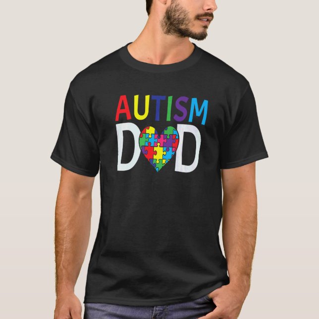 Autism Spectrum Disorder Dad Proud Awareness Puzzl T-Shirt (Front)