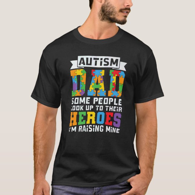 Autism Spectrum Disorder Dad Proud Awareness Puzzl T-Shirt (Front)