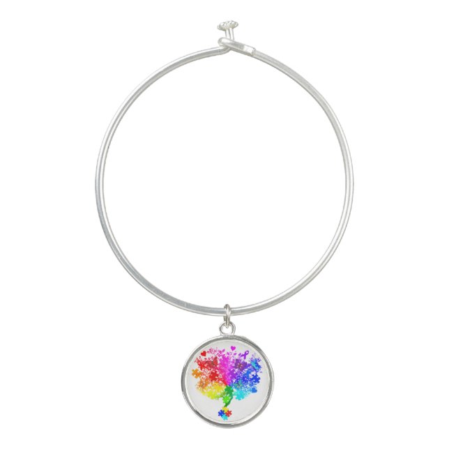 Autism Spectrum Tree Bangle Bracelet (Front)