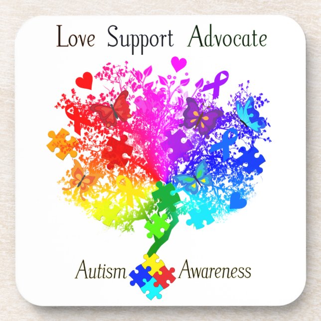 Autism Spectrum Tree Beverage Coaster (Front)
