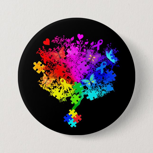 Autism Spectrum Tree Button (Front)
