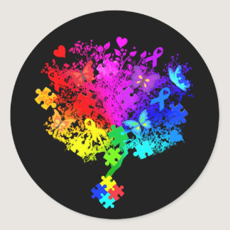 Autism Spectrum Tree Classic Round Sticker