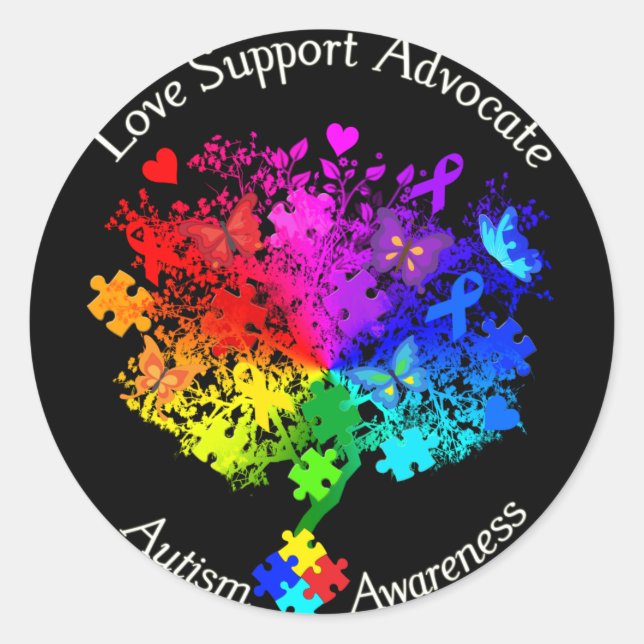 Autism Spectrum Tree Classic Round Sticker (Front)