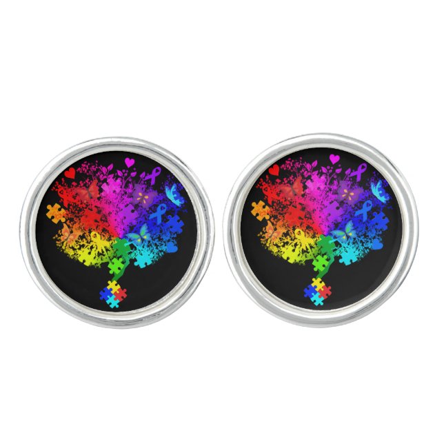 Autism Spectrum Tree Cufflinks (Front)