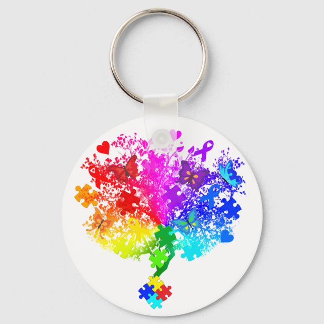 Autism Spectrum Tree Keychain (Front)