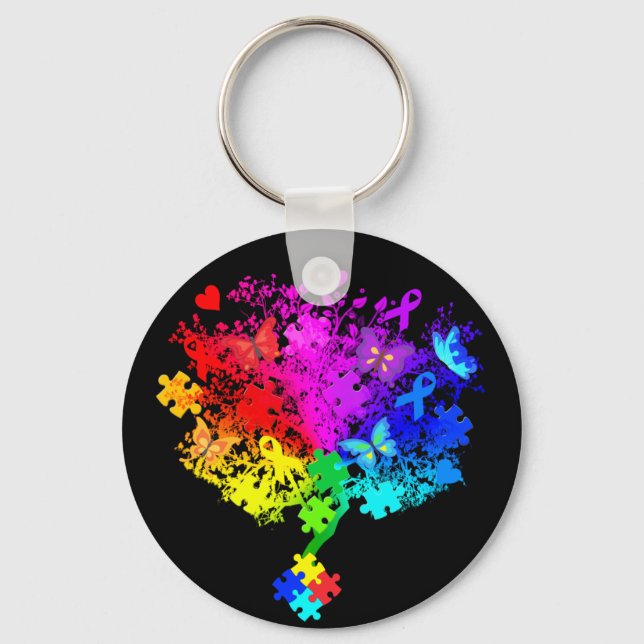 Autism Spectrum Tree Keychain (Front)
