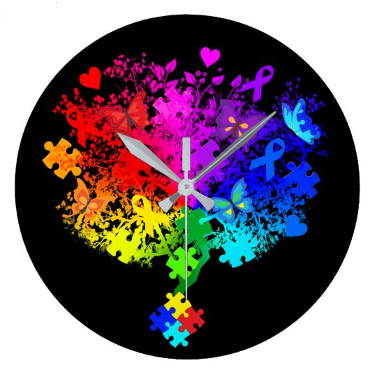 Autism Spectrum Tree Large Clock