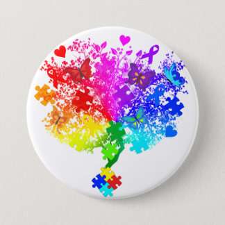 Autism Spectrum Tree Pinback Button