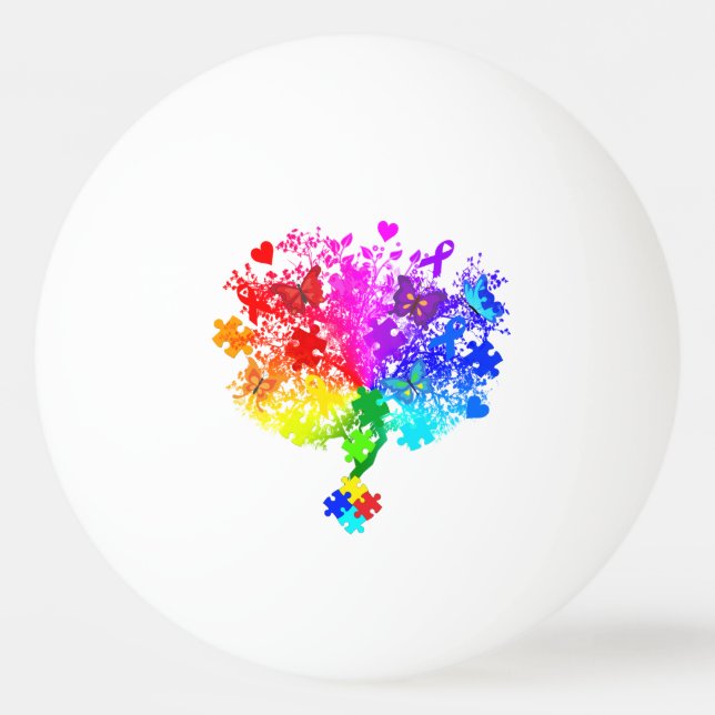 Autism Spectrum Tree Ping-Pong Ball (Front)