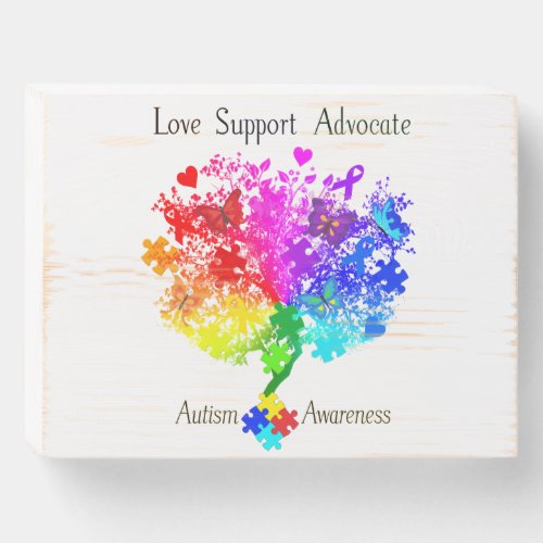 Autism Spectrum Tree Wooden Box Sign