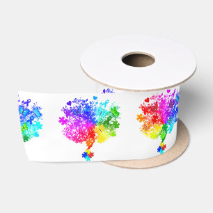 Autism Spectrum Trees Satin Ribbon