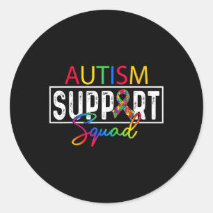 Autism Squad Awareness Autism Support Team Group F Classic Round Sticker