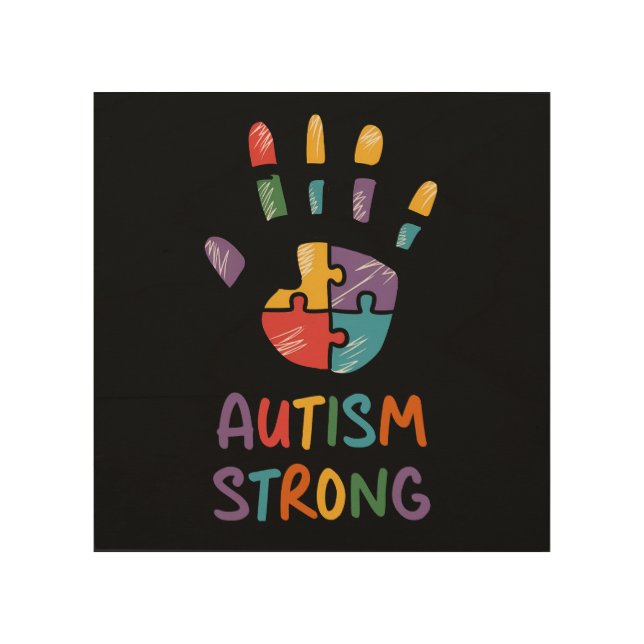 Autism Strong Wood Wall Art (Front)
