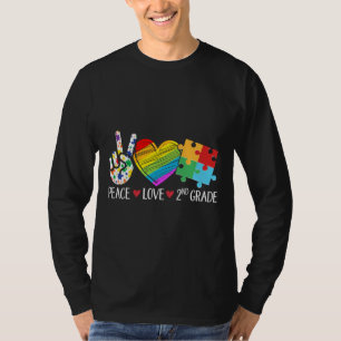 Autism Student Teacher Kids Peace Love Autism Seco T-Shirt