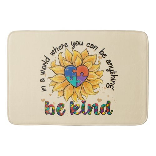 Autism Sunflower Be Kind Bath Mat