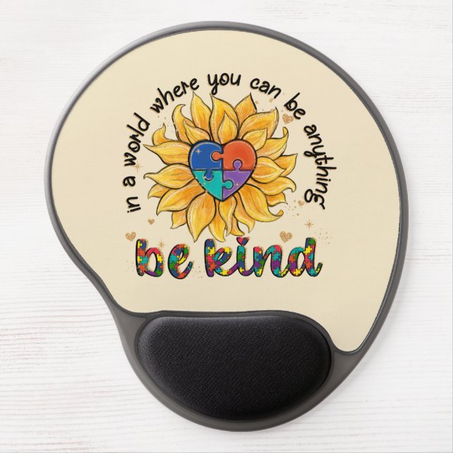 Autism Sunflower Be Kind Gel Mouse Pad (Front)