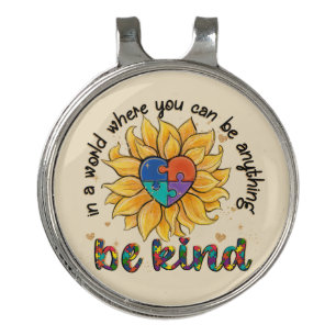 Autism Sunflower Be Kind Golf Hat Clip