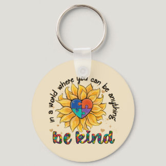 Autism Sunflower Be Kind Keychain