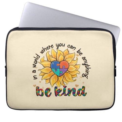 Autism Sunflower Be Kind Laptop Sleeve