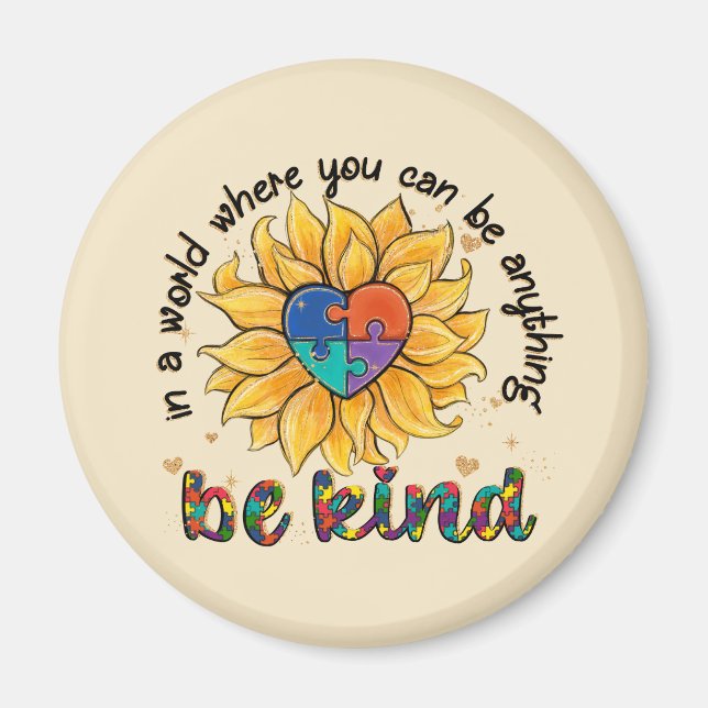 Autism Sunflower Be Kind Magnet (Front)
