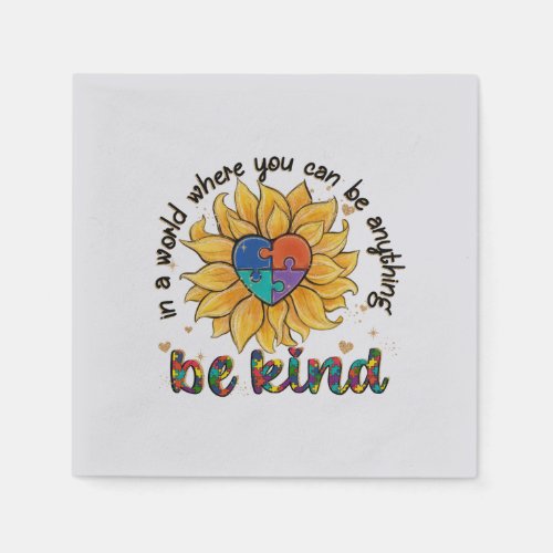 Autism Sunflower Be Kind Napkins