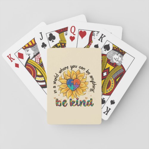 Autism Sunflower Be Kind Poker Cards