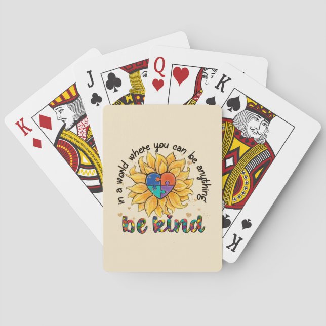 Autism Sunflower Be Kind Poker Cards (Back)