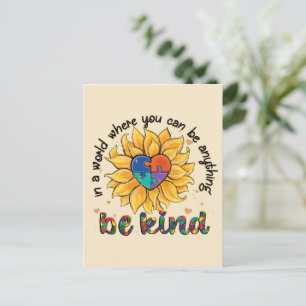 Autism Sunflower Be Kind Postcard