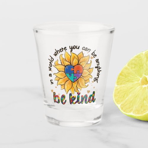Autism Sunflower Be Kind Shot Glass