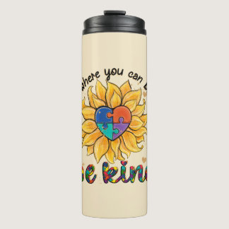 Autism Sunflower Be Kind Thermal Tumbler