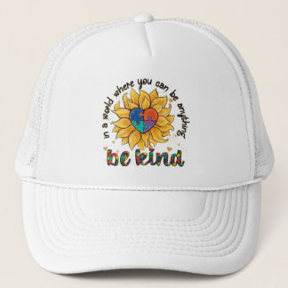 Autism Sunflower Be Kind Trucker Hat