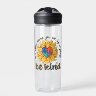 Autism Sunflower Be Kind Water Bottle