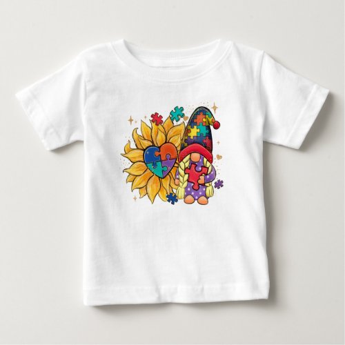 Autism Sunflower Gnome Baby T_Shirt