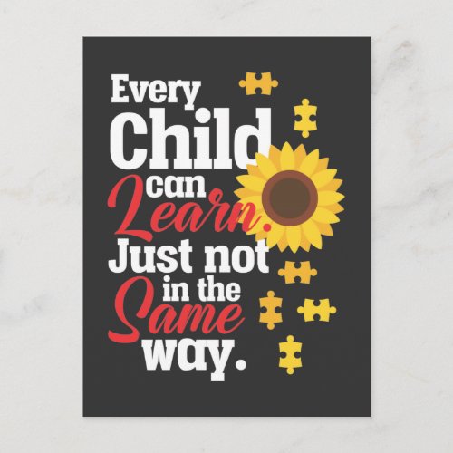 Autism Sunflower Special Education Teacher Postcard