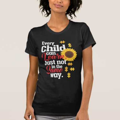 Autism Sunflower Special Education Teacher T_Shirt