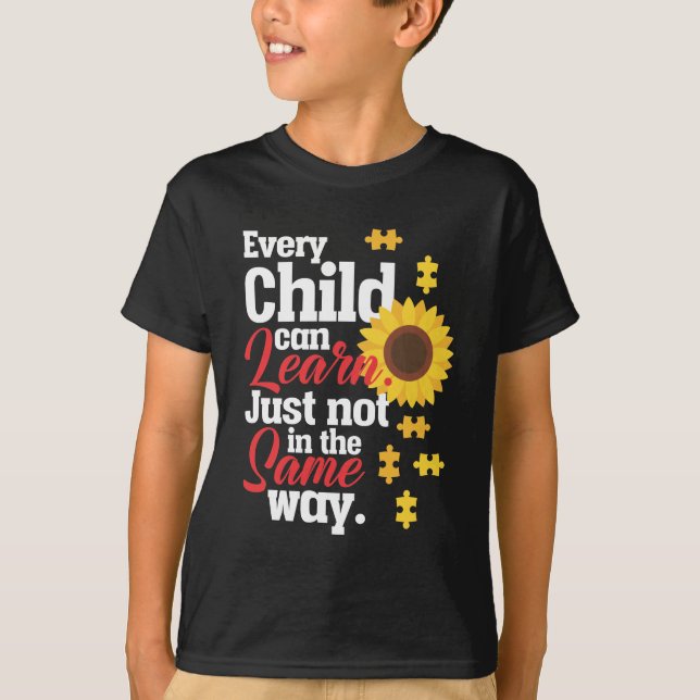 Autism Sunflower Special Education Teacher T-Shirt (Front)
