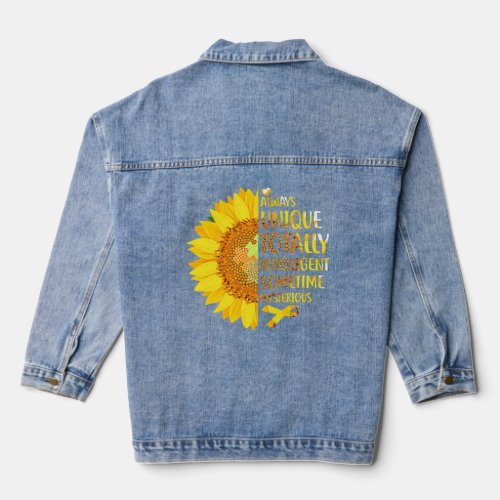 Autism Sunflower Unique Totally Intelligent Myster Denim Jacket
