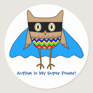 Autism Super Hero Autism Colors Owl Zig Zags Classic Round Sticker