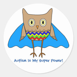 Autism Super Hero Autism Colors Owl Zig Zags Classic Round Sticker